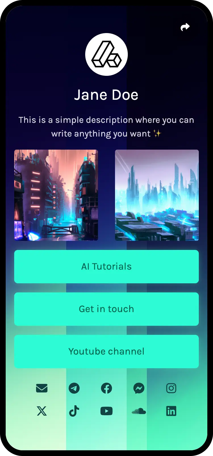Cuplikan layar dari contoh halaman biolink