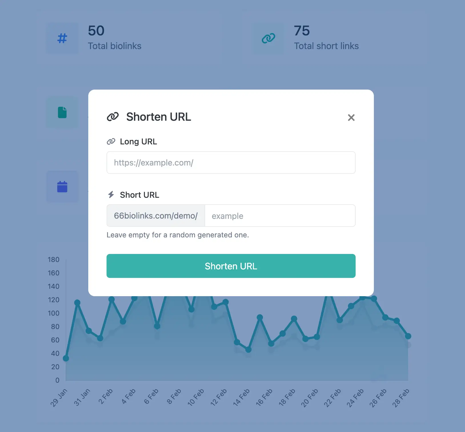 Tangkap layar halaman pengeditan URL singkat aplikasi